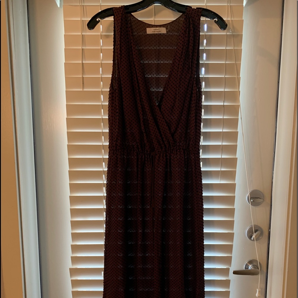 Robert Rodriguez Flowing Burgundy Silk Maxi Dress